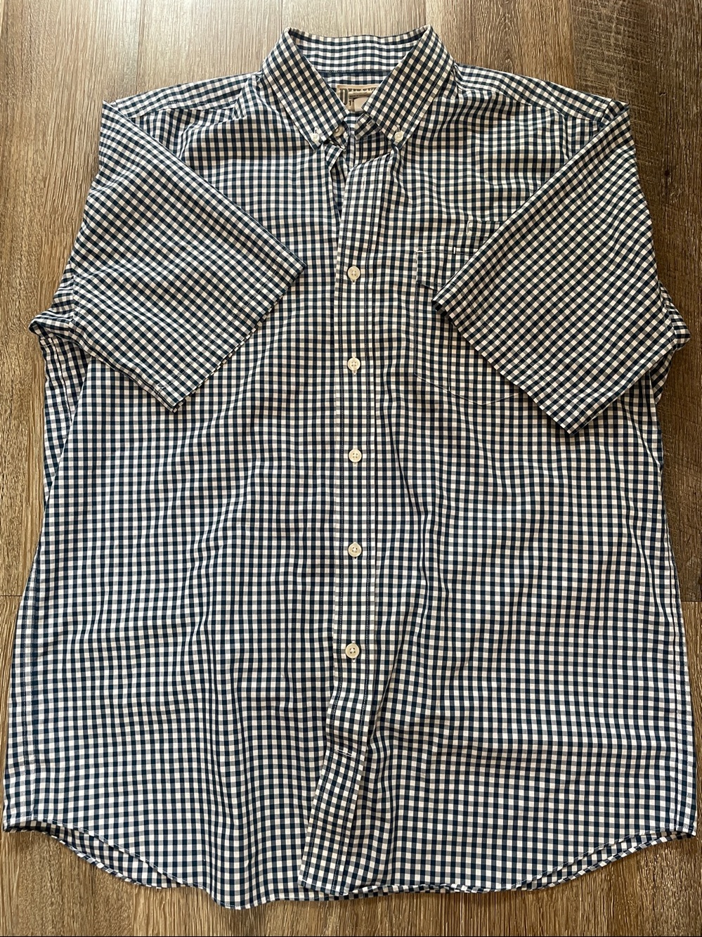 Duluth Trading Co Blue Gingham  Button-Down Shirt  Size  L Tall